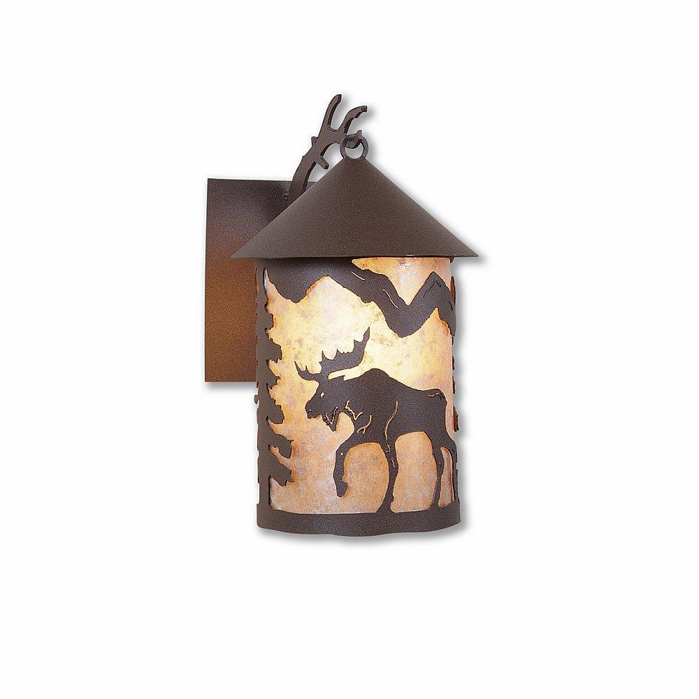 Cascade Lantern Sconce Mica Medium - Mountain Moose - Almond Mica Shade - Rustic Brown Finish