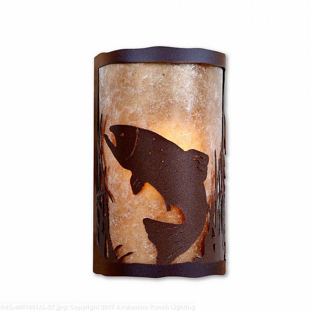 Cascade Exterior Sconce - Trout - Almond Mica Shade - Rustic Brown Finish