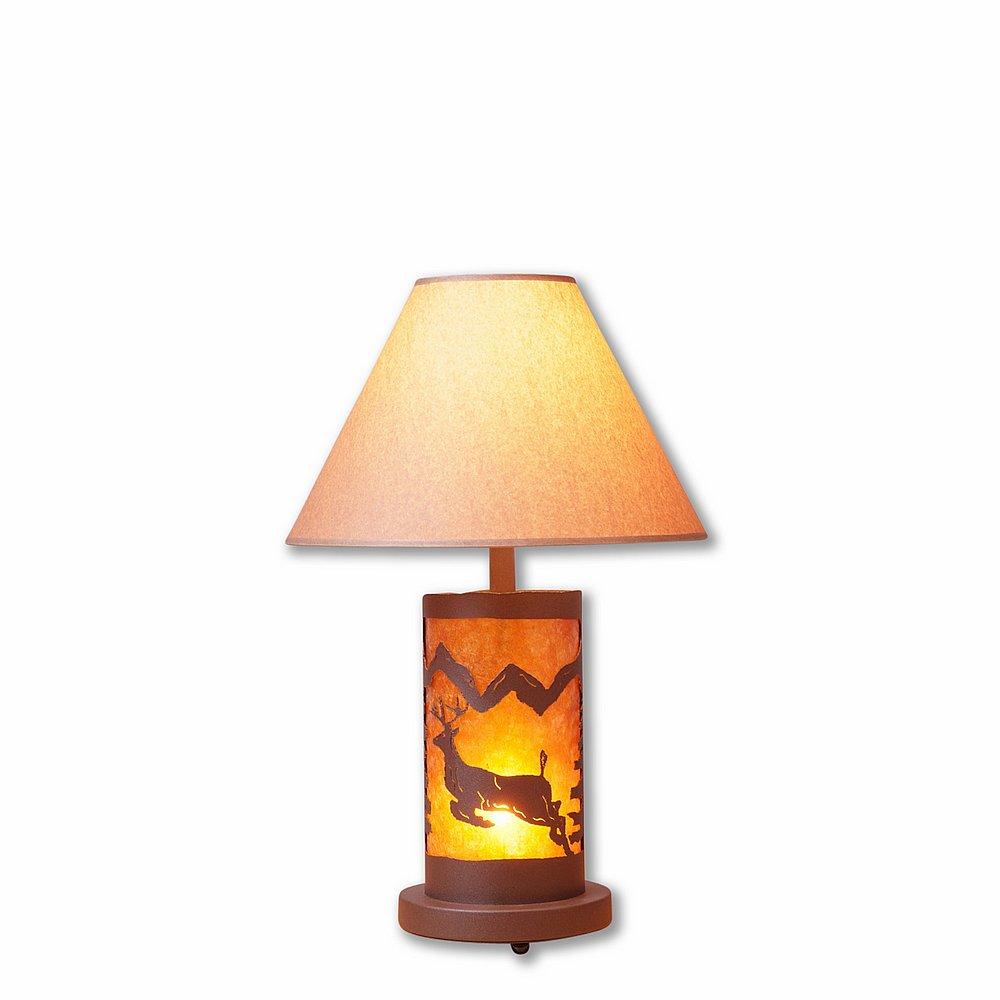 Cascade Desk Lamp - Valley Deer - Amber Mica Shade - Rustic Brown Finish