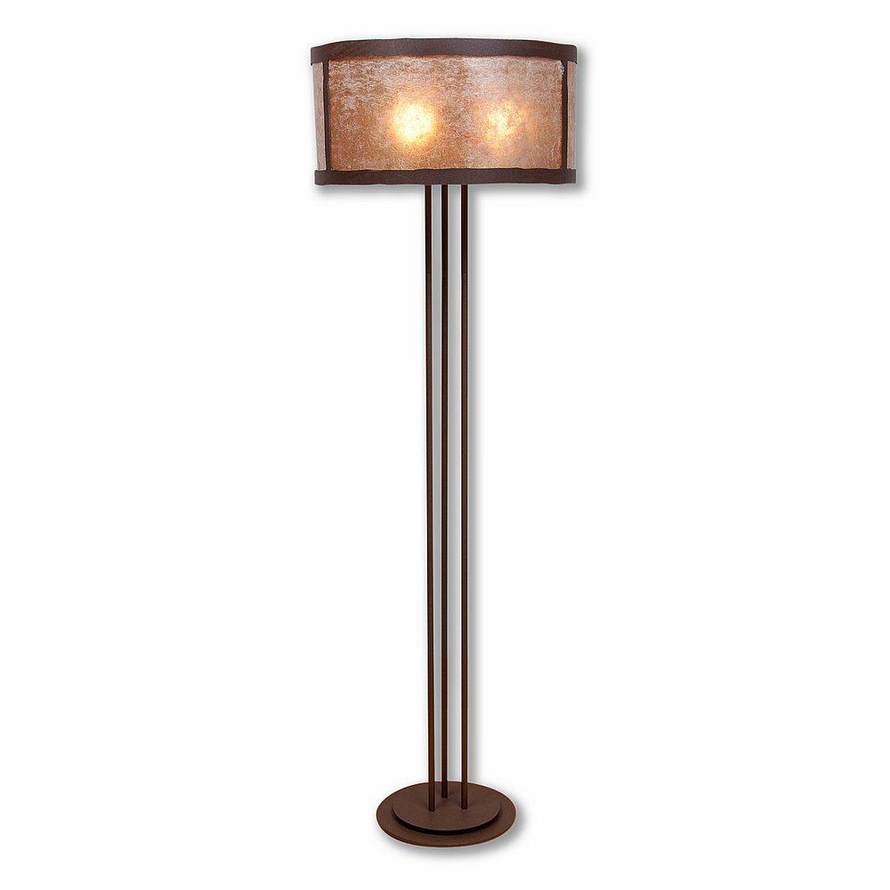 Kincaid Floor Lamp - Rustic Plain - Almond Mica Shade - Rustic Brown Finish