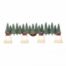 Avalanche Ranch Lighting A32442TT-04 - Lakeside Quad Bath Vanity Light - Pine Tree - Two-Toned Amber Cream Bell Glass - Pine Tree Green