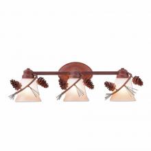 Avalanche Ranch Lighting A38720TT-04 - Sienna Triple Bath Vanity Light - Pine Cone - Two-Toned Amber Cream Bell Glass - Pine Tree Green