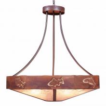 Avalanche Ranch Lighting A42562AL-HR-02 - Ridgemont Chandelier Large - Shade Bottom - Fish Cutout - Almond Mica Shade - Rust Patina Finish