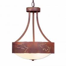 Avalanche Ranch Lighting A44462-02 - Ridgemont Foyer Chandelier Medium - Fish Cutout - Frosted Glass Bowl - Rust Patina Finish