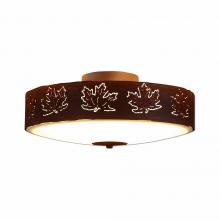 Avalanche Ranch Lighting A47206FC-02 - Ridgewood Close-to-Ceiling Large - Maple Cutout - Frosted Glass Bowl - Rust Patina Finish