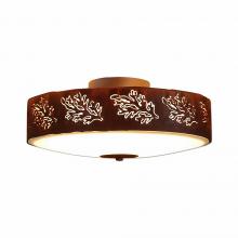 Avalanche Ranch Lighting A47248FC-02 - Ridgewood Close-to-Ceiling Large - Cedar Bough Cutout - Frosted Glass Bowl - Rust Patina Finish