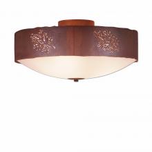 Avalanche Ranch Lighting A47748FC-02 - Ridgemont Close-to-Ceiling Large - Cedar Bough Cutout - Frosted Glass Bowl - Rust Patina Finish