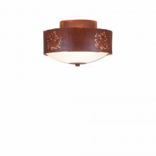 Avalanche Ranch Lighting A47906FC-02 - Ridgemont Close-to-Ceiling Small - Maple Cutout - Frosted Glass Bowl - Rust Patina Finish