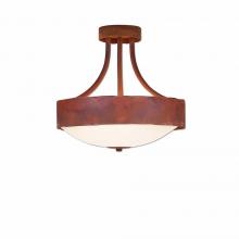 Avalanche Ranch Lighting A48801FC-02 - Ridgemont Semi-Flush Medium - Rustic Plain - Frosted Glass Bowl - Rust Patina Finish