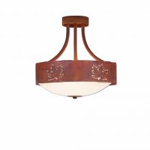 Avalanche Ranch Lighting A48806FC-02 - Ridgemont Semi-Flush Medium - Maple Cutout - Frosted Glass Bowl - Rust Patina Finish