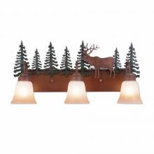 Avalanche Ranch Lighting H32323TT-03 - Wasatch Triple Bath Vanity Light - Valley Elk - Two-Toned Amber Cream Bell Glass - Cedar Green