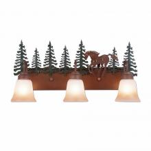 Avalanche Ranch Lighting H32335TT-03 - Wasatch Triple Bath Vanity Light - Mountain Horse - Two-Toned Amber Cream Bell Glass