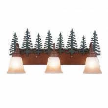 Avalanche Ranch Lighting H32343TT-03 - Wasatch Triple Bath Vanity Light - Cedar Tree - Two-Toned Amber Cream Bell Glass - Cedar Green