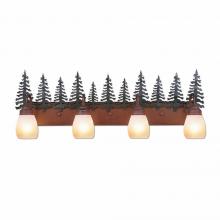 Avalanche Ranch Lighting H32443ET-03 - Wasatch Quad Bath Vanity Light - Cedar Tree - Two-Toned Amber Egg Bell Glass - Cedar Green