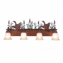 Avalanche Ranch Lighting H32464TT-03 - Wasatch Quad Bath Vanity Light - Loon - Two-Toned Amber Cream Bell Glass - Cedar Green