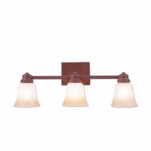 Avalanche Ranch Lighting H37301TT-02 - Parkshire Triple Bath Vanity Light - Rustic Plain - Two-Toned Amber Cream Bell Glass