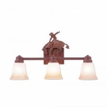 Avalanche Ranch Lighting H37355TT-02 - Parkshire Triple Bath Vanity Light - Bucking Bronco - Two-Toned Amber Cream Bell Glass