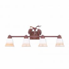 Avalanche Ranch Lighting H37440TT-02 - Parkshire Quad Bath Vanity Light - Spruce Cone - Two-Toned Amber Cream Bell Glass