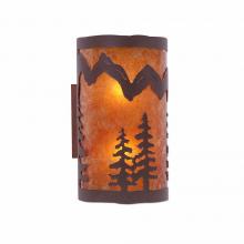 Avalanche Ranch Lighting M19114AM-27 - Kincaid Sconce - Spruce Tree - Amber Mica Shade - Rustic Brown Finish