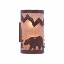 Avalanche Ranch Lighting M19125AL-27 - Kincaid Sconce - Mountain Bear - Almond Mica Shade - Rustic Brown Finish