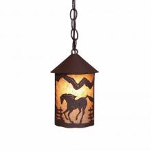 Avalanche Ranch Lighting M24435AL-CH-27 - Cascade Pendant Small - Mountain Horse - Almond Mica Shade - Rustic Brown Finish - Chain