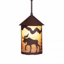 Avalanche Ranch Lighting M24527AL-ST-27 - Cascade Pendant Medium - Mountain Moose - Almond Mica Shade - Rustic Brown Finish - Adjustable Stem