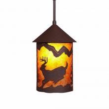 Avalanche Ranch Lighting M24530AM-ST-27 - Cascade Pendant Medium - Mountain Deer - Amber Mica Shade - Rustic Brown Finish - Adjustable Stem