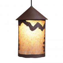 Avalanche Ranch Lighting M24601AL-ST-27 - Cascade Pendant Large - Rustic Plain - Almond Mica Shade - Rustic Brown Finish - Adjustable Stem