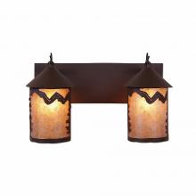 Avalanche Ranch Lighting M38201AL-27 - Cascade Double Bath Vanity Light - Rustic Plain - Almond Mica Shade - Rustic Brown Finish