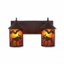 Avalanche Ranch Lighting M38227AM-27 - Cascade Double Bath Vanity Light - Mountain Moose - Amber Mica Shade - Rustic Brown Finish