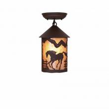 Avalanche Ranch Lighting M48435AL-27 - Cascade Close-to-Ceiling Small - Mountain Horse - Almond Mica Shade - Rustic Brown Finish