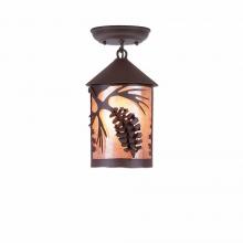 Avalanche Ranch Lighting M48440AL-27 - Cascade Close-to-Ceiling Small - Spruce Cone - Almond Mica Shade - Rustic Brown Finish