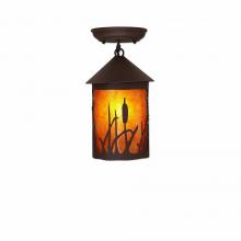 Avalanche Ranch Lighting M48465AM-27 - Cascade Close-to-Ceiling Small - Cattails - Amber Mica Shade - Rustic Brown Finish