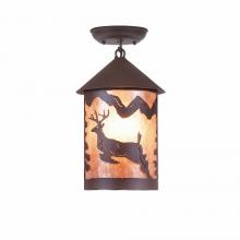 Avalanche Ranch Lighting M48521AL-27 - Cascade Close-to-Ceiling Medium - Valley Deer - Almond Mica Shade - Rustic Brown Finish