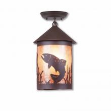 Avalanche Ranch Lighting M48581AL-27 - Cascade Close-to-Ceiling Medium - Trout - Almond Mica Shade - Rustic Brown Finish