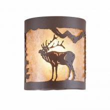 Avalanche Ranch Lighting M49133AL-27 - Kincaid Ceiling Light - Mountain Elk - Almond Mica Shade - Rustic Brown Finish