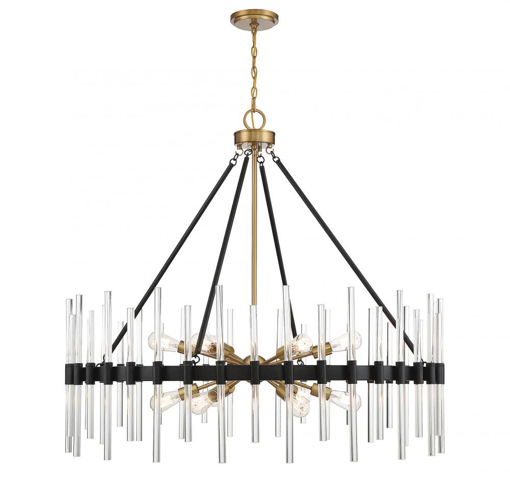 Santiago 12-Light Chandelier in Matte Black with Warm Brass