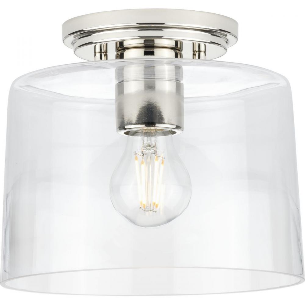 Adley Collection One-Light Polished Nickel Clear Glass New Traditional Flush Mount Light