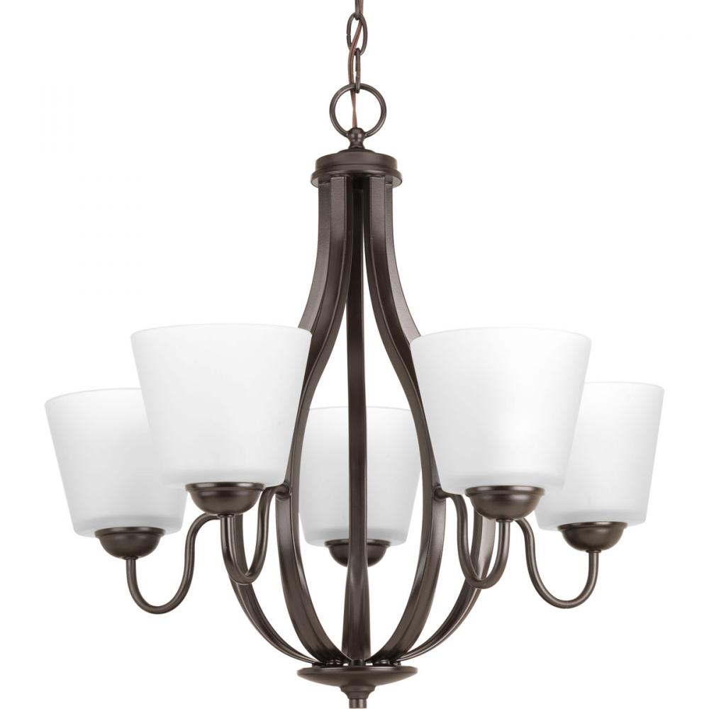 Arden Collection Five-Light Antique Bronze Etched Glass Farmhouse Chandelier Light