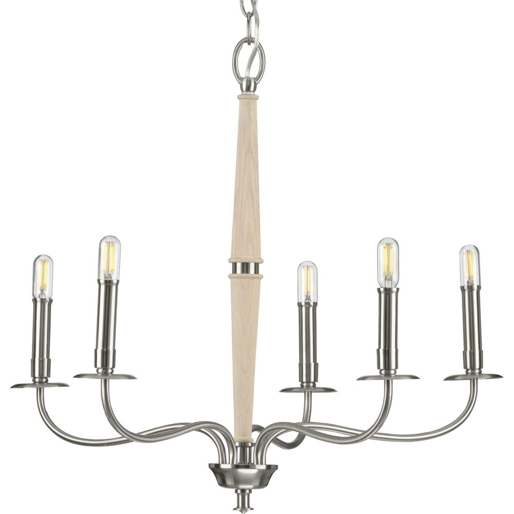 Durrell Collection Five-Light Brushed Nickel Coastal Chandelier Light