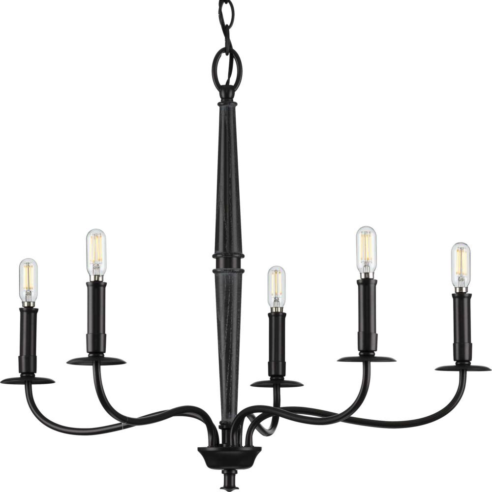 Durrell Collection Five-Light Matte Black Coastal Chandelier Light