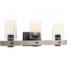 Progress P300125-143 - Gulliver Collection Three-Light Graphite Clear Seeded Glass Coastal Bath Vanity Light