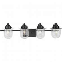 Progress P300437-31M - Northlake Collection Four-Light Matte Black Clear Glass Transitional Bath Light