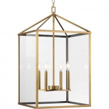 Progress P500441-163 - Hilllcrest Collection Four-Light Vintage Brass Transitional Hall & Foyer Light