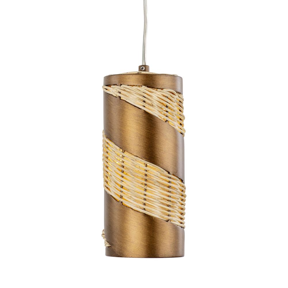 Flow 1-Lt Cylinder Mini Pendant - Baguette/Natural Rattan