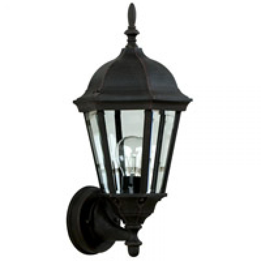 Straight Glass Cast 1 Light Small Outdoor Wall Lantern in Textured Black