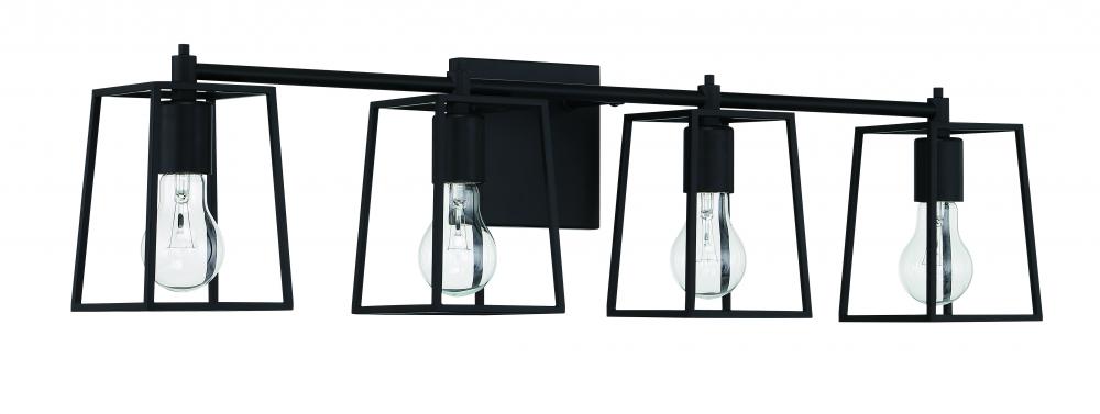 Dunn 4 Light Vanity in Flat Black