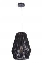 Craftmade P2009-FB - Natural Pendant 1 Light Pendant w/ Woven Black Rattan Shade