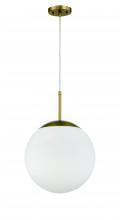 Craftmade 56893-SB-WG - Gaze 1 Light 14" Pendant in Satin Brass (White Glass)