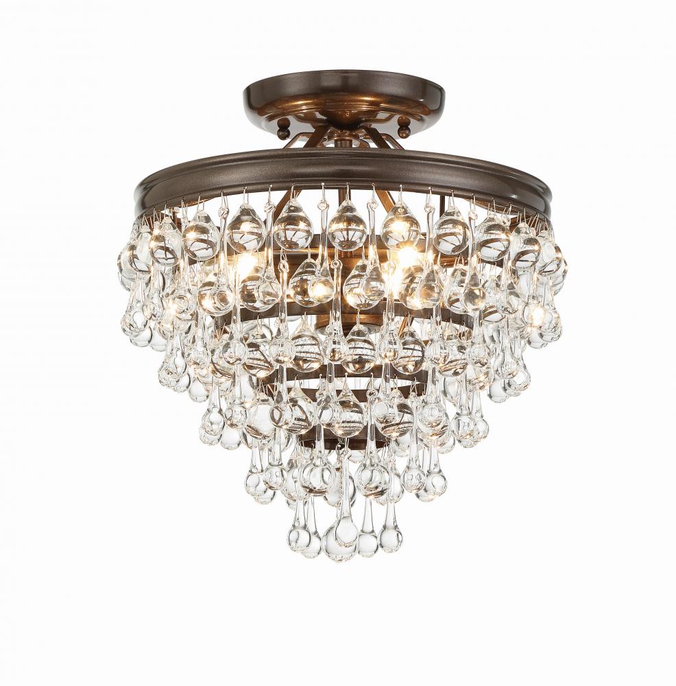 Calypso 3 Light Crystal Teardrop Vibrant Bronze Semi Flush Mount